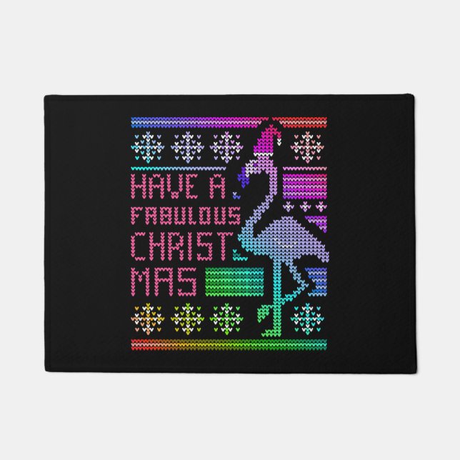 Paillasson Flamant rose Vilain Sweater Humour Fun Dit (Devant)