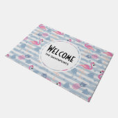 Paillasson Flamant rose Whimsical et ananas Motif Bienvenue (Incliné)