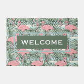Paillasson Flamants roses Hip Rose sur mesure Cute Palm Leafs (Devant)