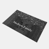 Paillasson Flamme blanc noir scintille bois rustique Monogram (Incliné)