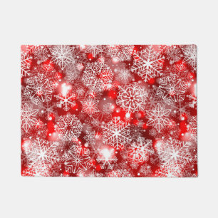 Paillasson Flammes de neige sur rouge