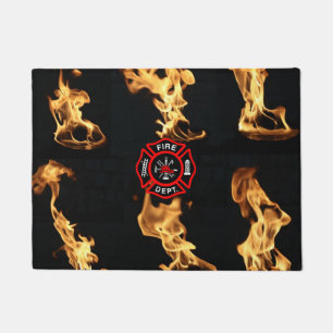 Paillasson Flammes de sapeur-pompier de croix maltaise de