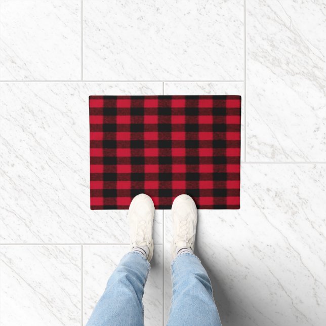 Paillasson Flannel Buffalo Plaid Rouge lombard texture (Intérieur)
