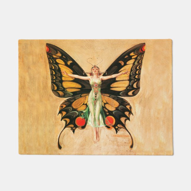 Paillasson Flapper Butterfly Flying Woman Illustration (Devant)