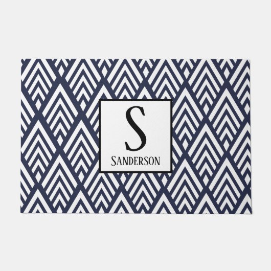 Paillasson Flèches géométriques blanc déco des années 1920 |  (Devant)