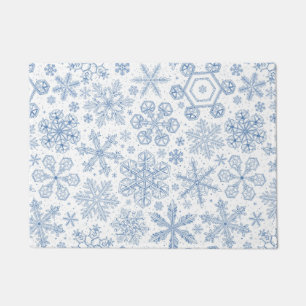 Paillasson Fléchettes de neige grises sur blanc