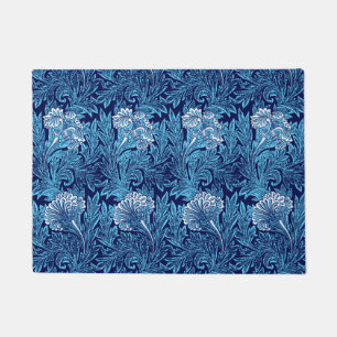 Paillasson Fleur damassée jacobéenne, bleu marine, bleu ciel 