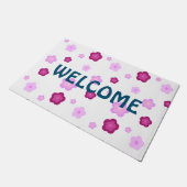 Paillasson Fleur de bienvenue moderne rose motif Cadeau (Incliné)