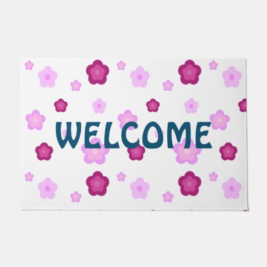 Paillasson Fleur de bienvenue moderne rose motif Cadeau (Devant)