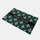Paillasson Fleur de Lis, Beige on Green, Royal, Your Name (Incliné)