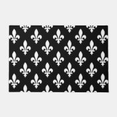 Paillasson Fleur de Lis Motif, Royal French, Blanc sur Noir (Devant)