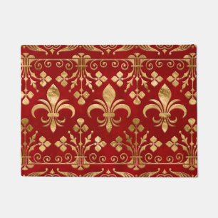 Paillasson Fleur de lis ornement Luxe Rouge