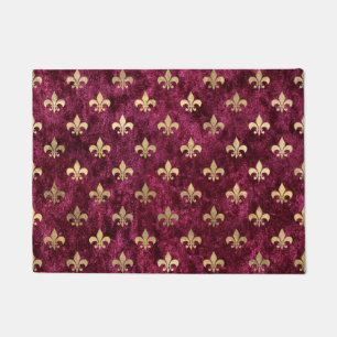 Paillasson Fleur De Lis Rouge Velours Modèle Mardi Gras Orléa