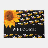 Paillasson Fleur de tournesol de bourdon noir bienvenue (Devant)