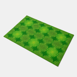 Paillasson Fleur de vie - motif de timbre - vert