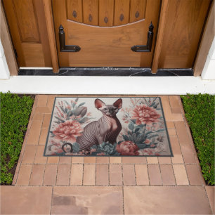 Paillasson Fleur Florale Plaisir Sphynx Chat, Sphynx Fleurs B