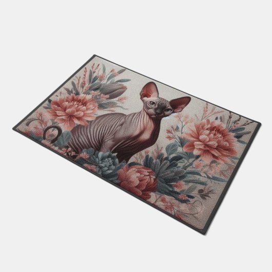 Paillasson Fleur Florale Plaisir Sphynx Chat, Sphynx Fleurs B (Incliné)