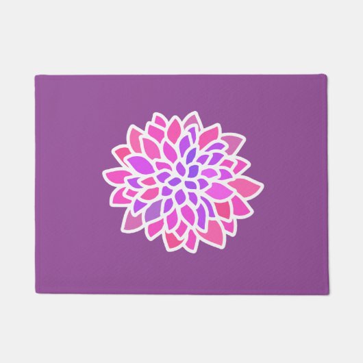 Paillasson Fleur Hippie rose Rétro Moderne (Devant)