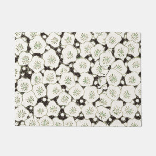 Paillasson Fleur japonaise vintage 1902 : Fleur noire et blan