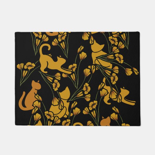 Paillasson Fleur Jardin Chats Orange Tabby Chat (Devant)