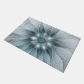 Paillasson Fleur Joyeuse Abstrait gris bleu floral Fractal (Incliné)