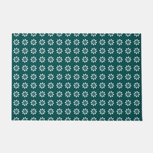 Paillasson Fleur minimale Rétro Deep Turquoise (Devant)