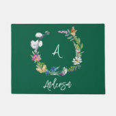 Paillasson Fleur sauvage d'aquarelle Monogram House Drapeau (Devant)