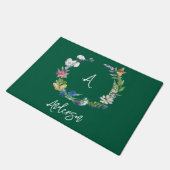 Paillasson Fleur sauvage d'aquarelle Monogram House Drapeau (Incliné)