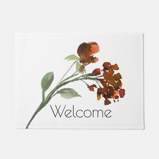 Paillasson Fleur sauvage | Terracotta Orange Bohemian Custom (Devant)