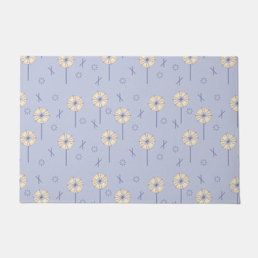 Paillasson Fleurs atomiques rétro bleu jaune (Devant)