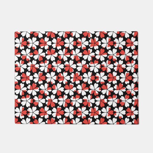 Paillasson Fleurs blanches rouges mignons motif (Devant)