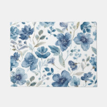 Fleurs Bleues Botanique Florale Aquarelle