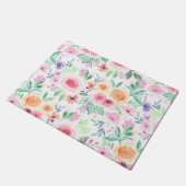 Paillasson Fleurs d'aquarelle et feuilles (Incliné)