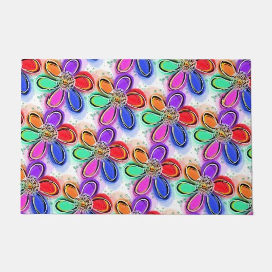Paillasson Fleurs d'art colorées Motif (Devant)
