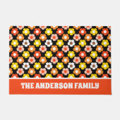 Paillasson Fleurs d'automne rétro Motif Noir (Devant)