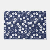 Paillasson Fleurs de fleurs de cerisier de Sakura bleu japona (Devant)