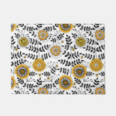 Paillasson Fleurs de gribouillis et feuilles en jaune et noir (Devant)