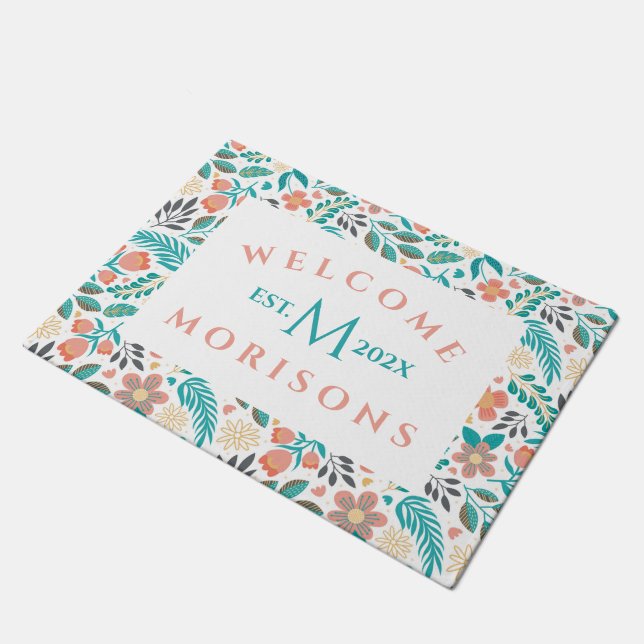 Paillasson Fleurs de printemps colorées motif (Incliné)