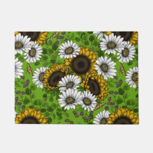 Paillasson Fleurs de soleil et marguerites, jardin d'été