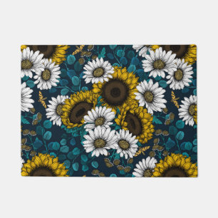Paillasson Fleurs de soleil et marguerites, jardin d'été 2