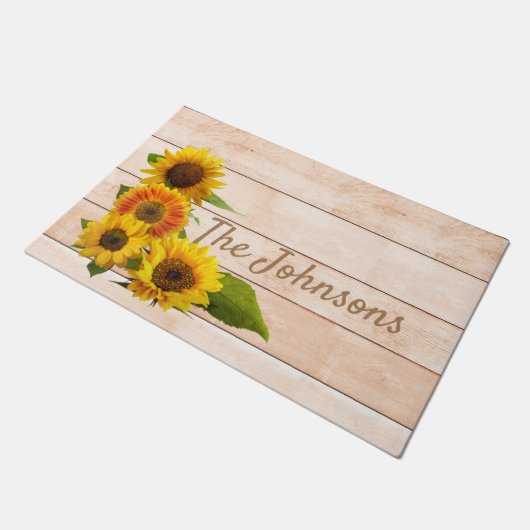 Paillasson Fleurs de soleil rustiques sur bois (Incliné)