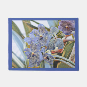 Paillasson Fleurs d'orchidées de couleur lavande bleue