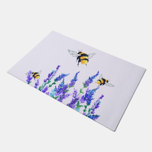 Paillasson Fleurs et Bees Flying Doormat Printemps (Incliné)