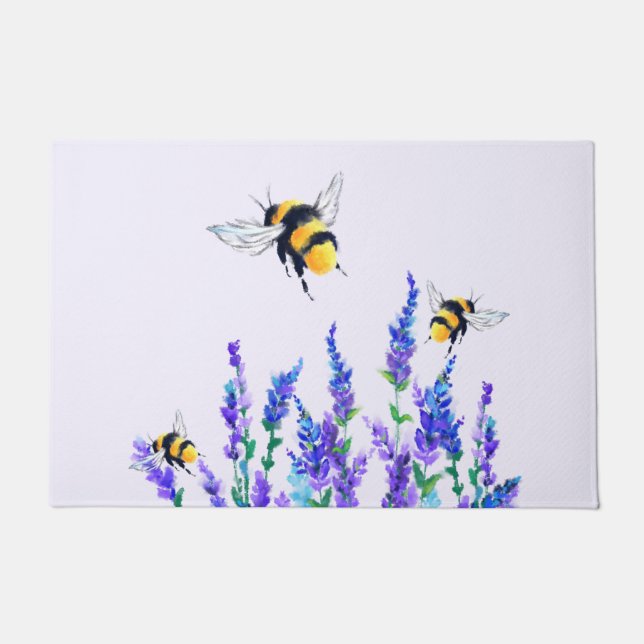 Paillasson Fleurs et Bees Flying Doormat Printemps (Devant)