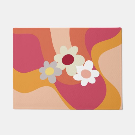 Paillasson Fleurs et vagues de style rétro (Devant)