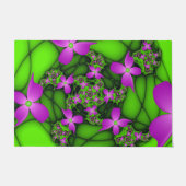 Paillasson Fleurs fractales Abstraites de néon rose vert (Devant)