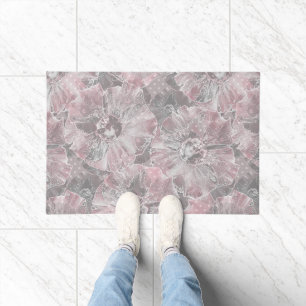 Paillasson Fleurs grandes élégantes gris rose