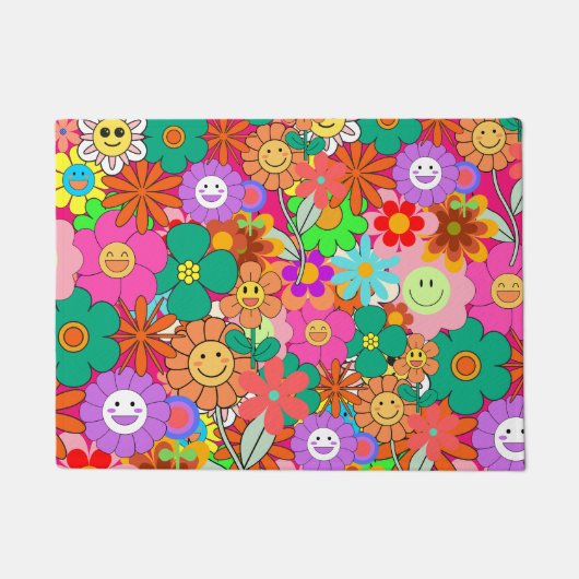 Paillasson Fleurs hippies Boho Super rétros (Devant)