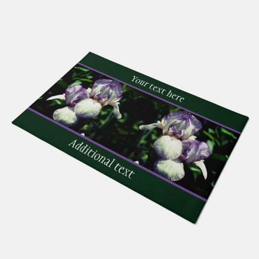 Paillasson Fleurs Iris Portées En Violet Et Blanc Personnalis (Incliné)