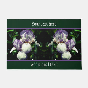 Paillasson Fleurs Iris Portées En Violet Et Blanc Personnalis